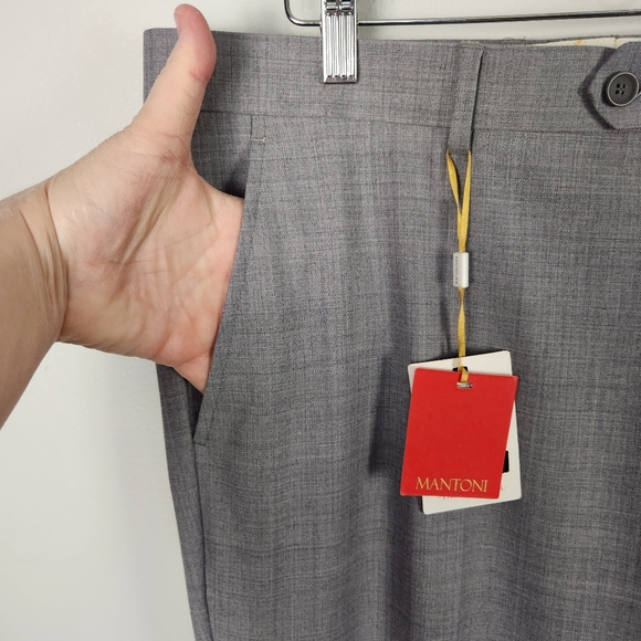 Mantoni 100% Italian Super Fine Wool No Pleat Dress Pants In Gray Size 38R #0413 - Picture 2 of 14
